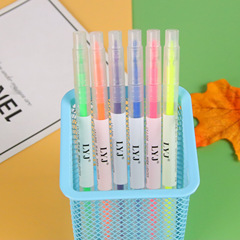 方頭斜頭6支6色熒光筆創意彩色手賬筆學生文具重點劃線標記筆批發