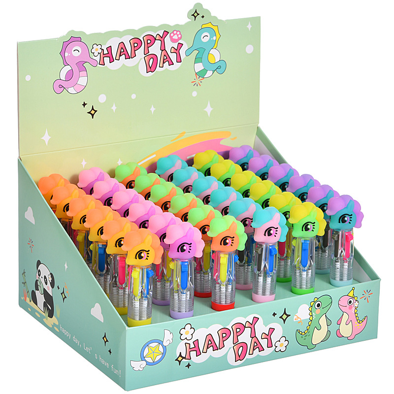 Bonito pony de dibujos animados mini bolígrafo multicolor bolígrafo multicolor estudiantes premios papelería al por mayor