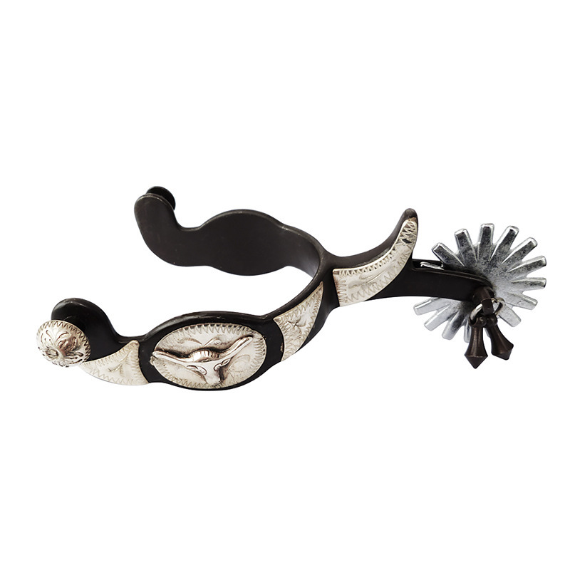 Antique Western-Style Horse Thorn Inlaid with German Silver Decorative Plate Carved Western Horse Thorn [Sp5106]