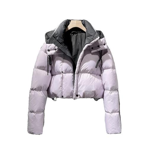 2025 Winter Trendy Fashion Cotton Padded Short Jacket for Women Korean Style High-Waisted Slimming Detachable Hood Bread Cotton Coat