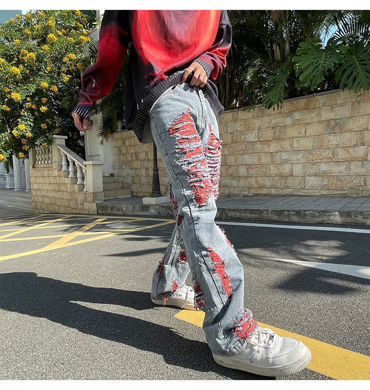 Ripped Straight-leg Jeans