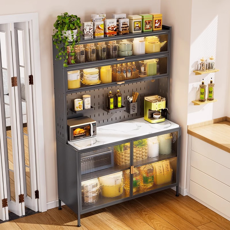 Kitchen Storage Rack Rock Plate Dining Side Storage Floor Multi-Layer Microwave Oven Cookware Cupboard Multi-Function Storage Cabinet Cabinet