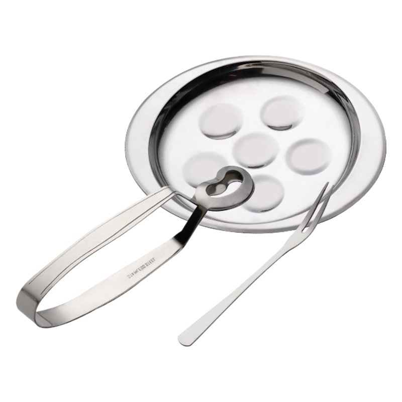 Plato de Caracol francés de acero inoxidable Tian Luo placa tenedor traje Hotel vajilla plato de comida engrosada Placa de huevo al vapor Placa de bolas