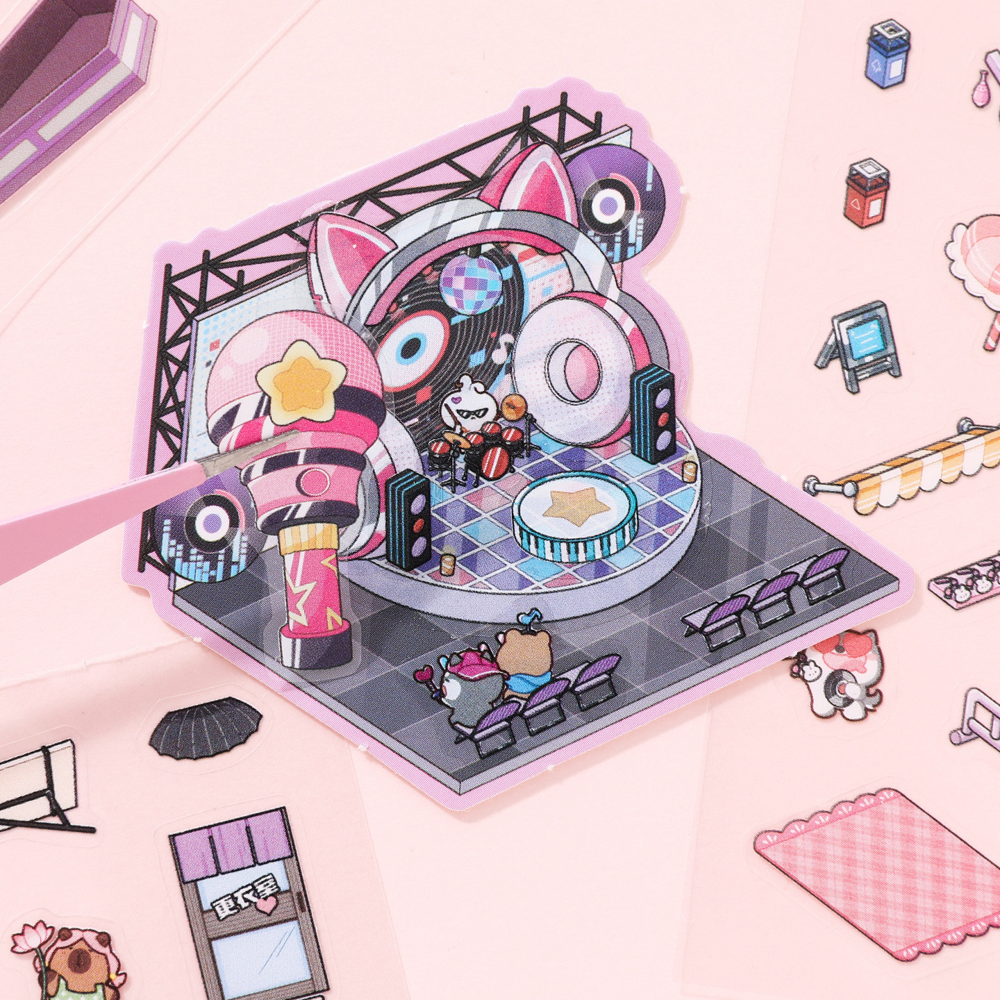 Xinmo mini papel de paisajismo libro de pegatinas de escenas en miniatura de animales lindos 3D cabina tridimensional collage hecho a mano para niños