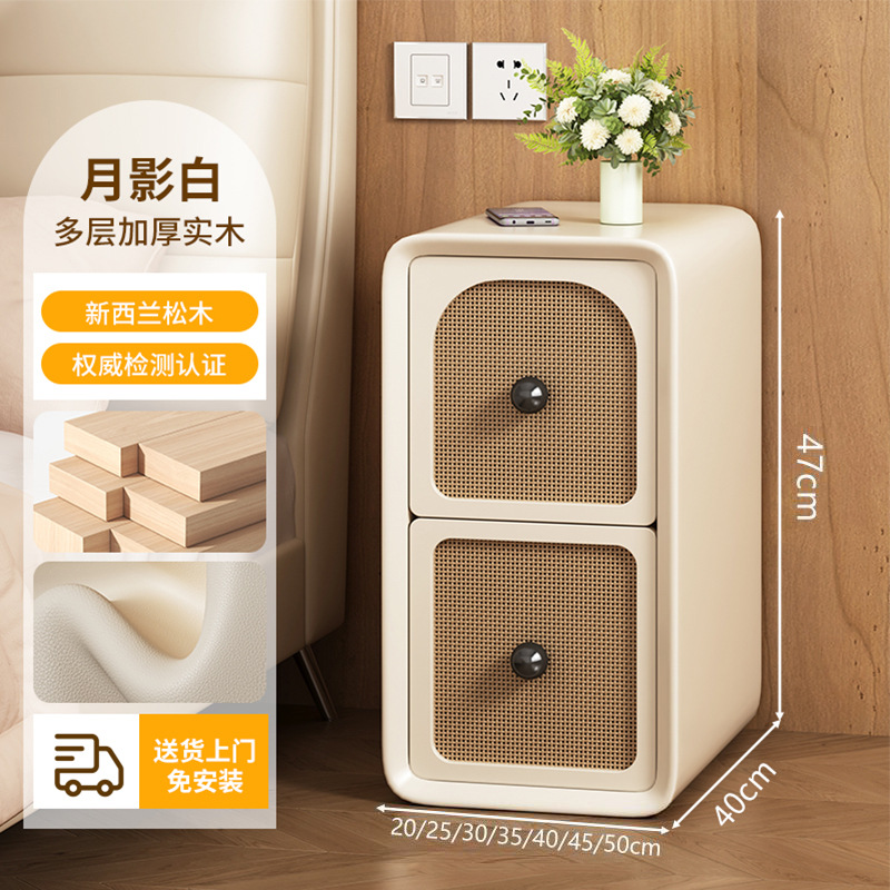 Bedside Table Home Bedroom Storage Rack 2025 New Accessible Luxury High-End Small Bedside Cabinet Side Table Extremely Narrow