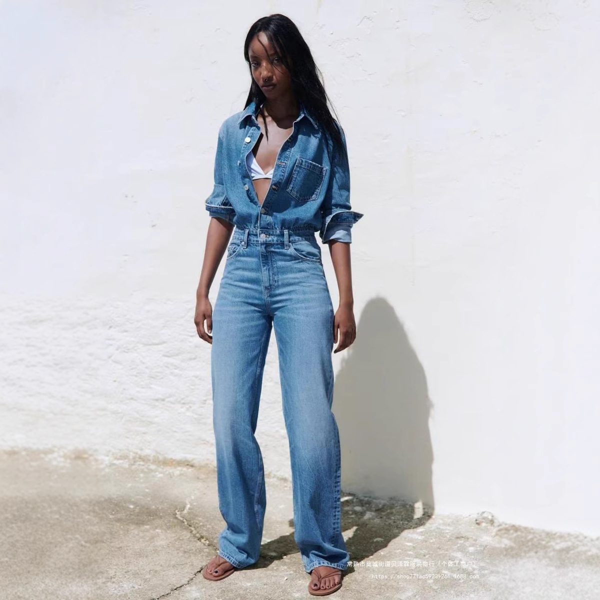 Street Spring Trendyy Straight 20 Casual Denim Jumpsuit Style 23 Street Fashion Women's New Products European and American