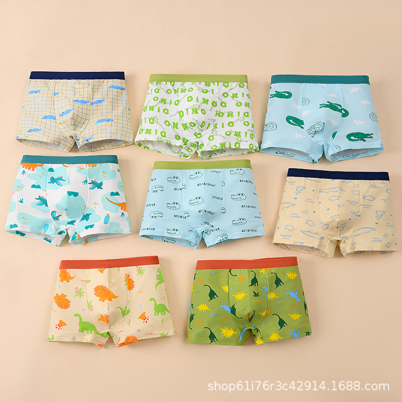 Cross-Border European and American Style Boxer Boy Underwear Polyester Printed Cartoon Dinosaur Boy Underwear Factory Direct Sale Cross-Border European and American Style Boxer Boy Underwear Polyester Printed Cartoon Dinosaur Boy Underwear Factory Direct Sale