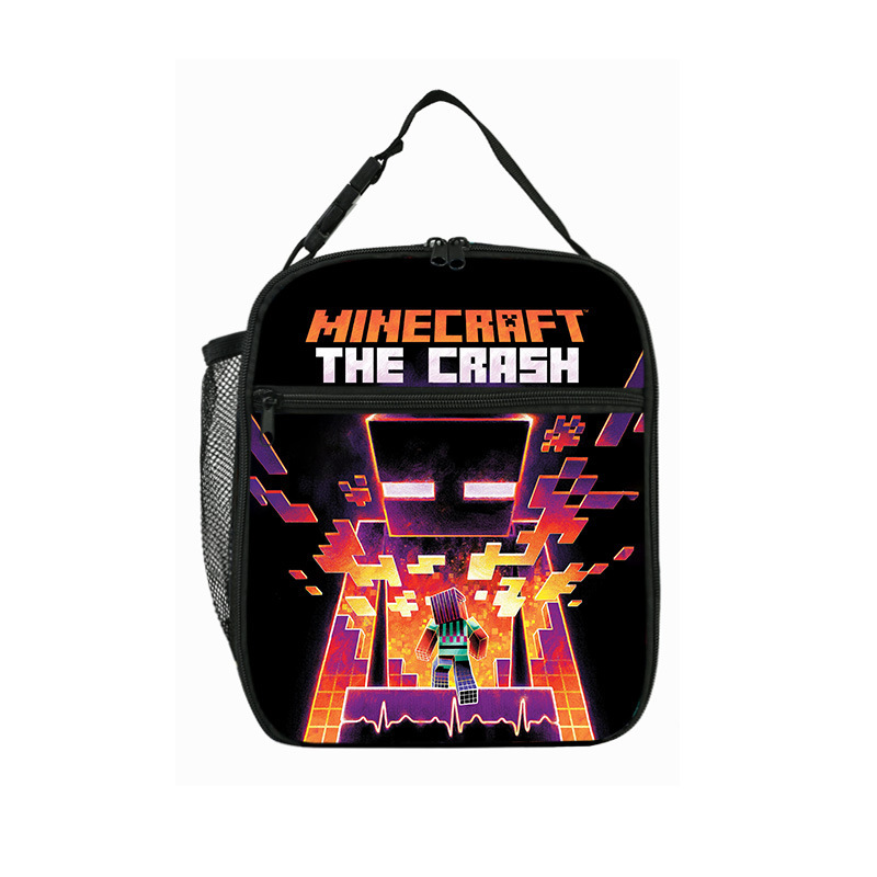 Minecraft Bolso de comida para estudiantes de primaria Minecraft Bolso de hombro portátil para niños Caja de aislamiento Bolsa de almuerzo portátil de campo