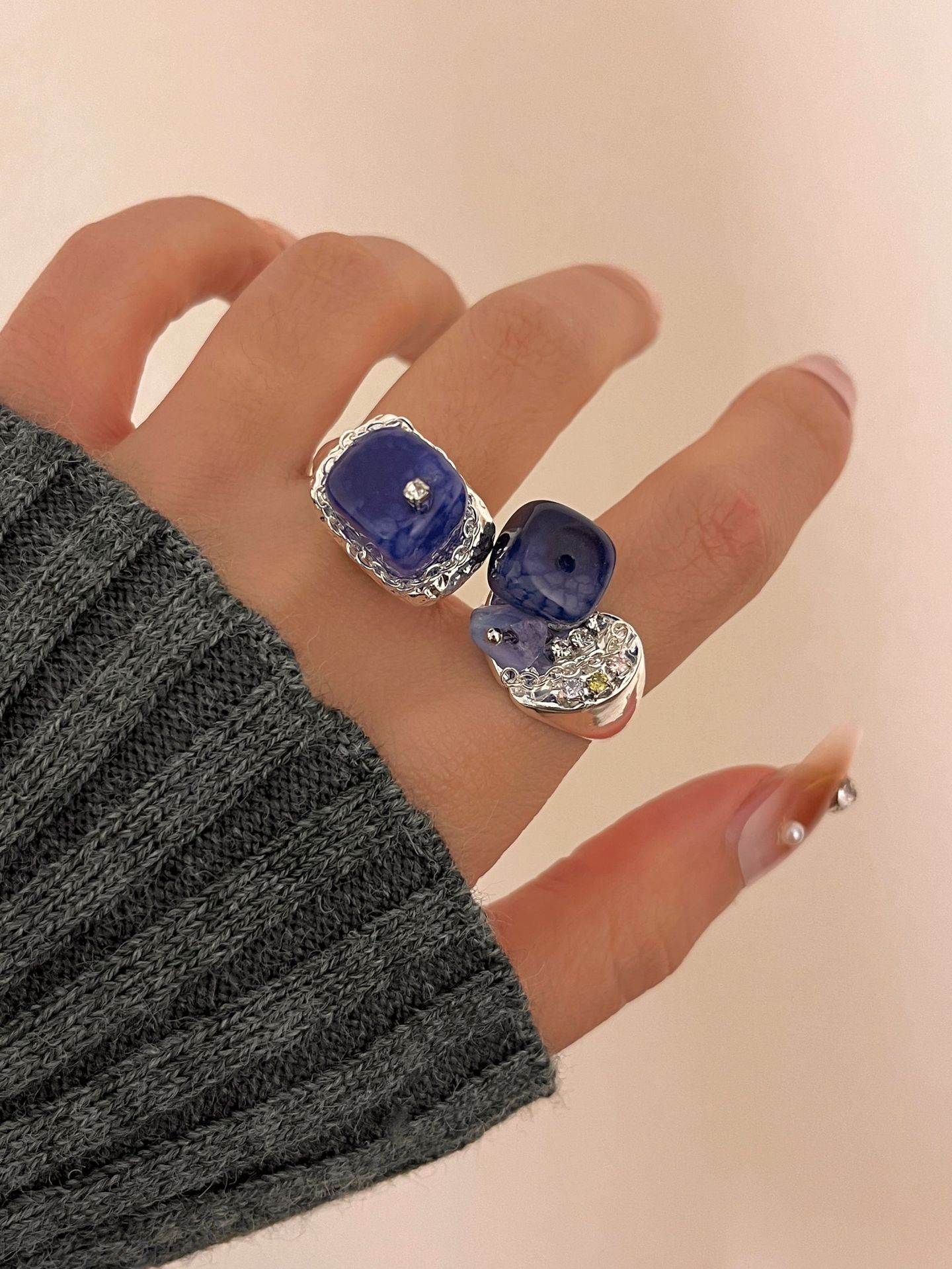Natural Stone Ring For Women Stylish Beaded Ring For Her_voghion.com