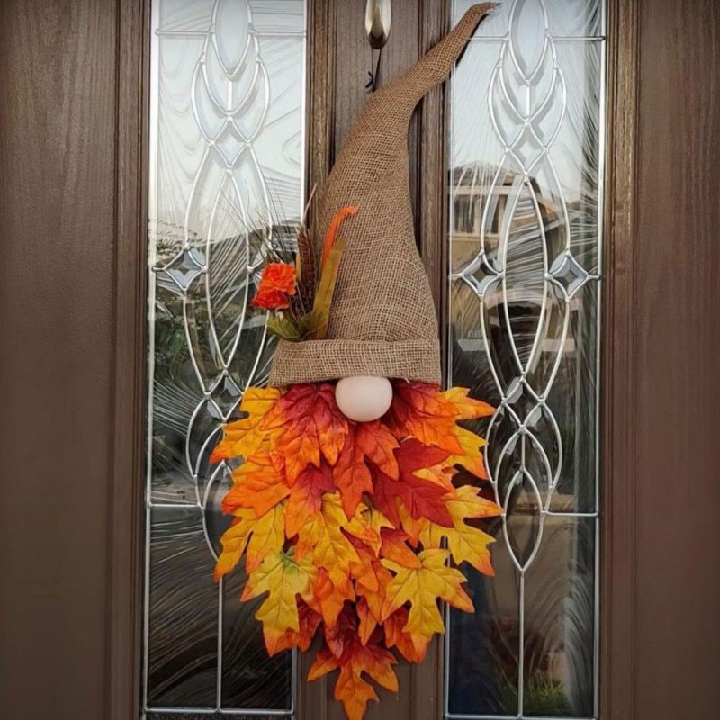 Maple Leaf Gnome Wreath Image 1
