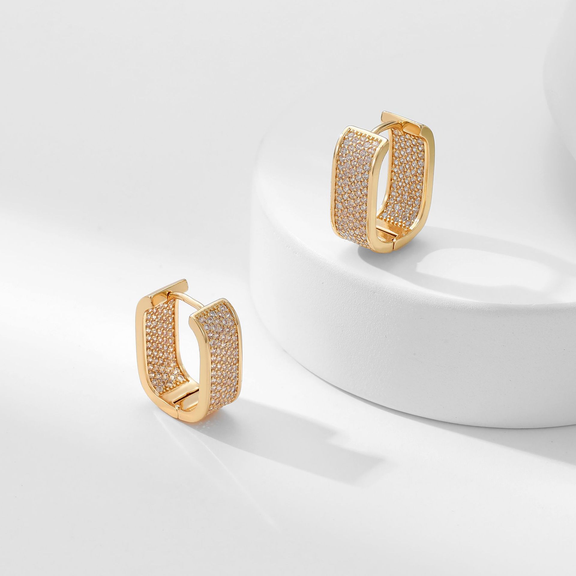 Women's Gender 1 Pair Elegant Geometric Copper Zircon Earrings