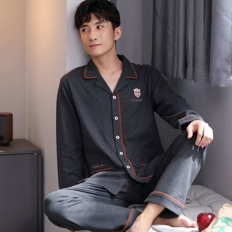100% primavera y otoño pijamas hombres de algodón de manga larga más tamaño de los hombres casual traje de desgaste para el hogar