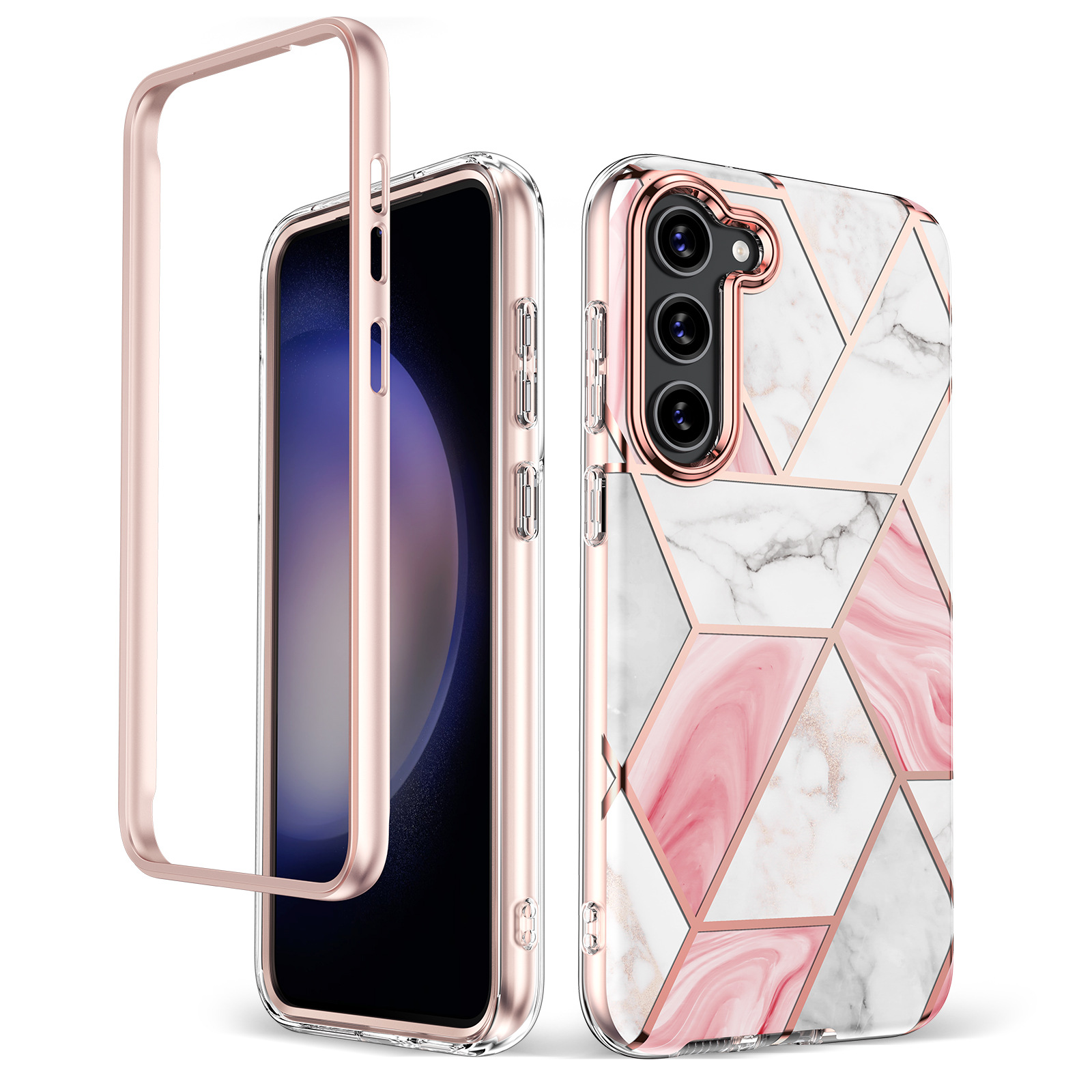 Shockproof Marble Phone Case For Samsung S24 And S23 Ultra Pink_voghion.com