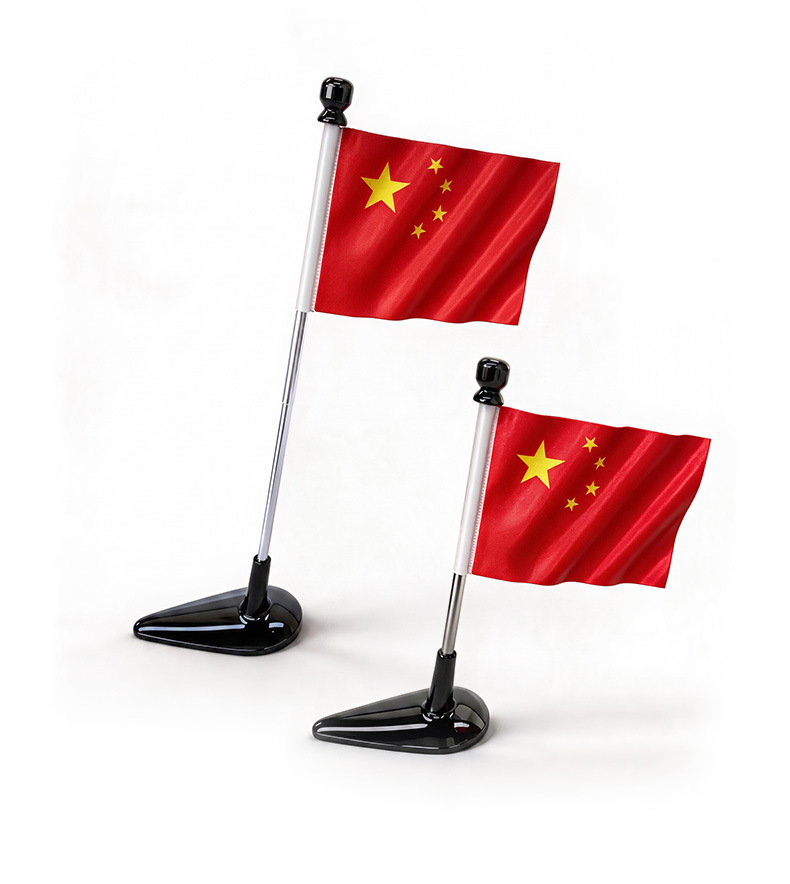 Car-mounted national flag, small red flag, exterior roof decoration accessory, five-star red flag with metal electroplated flag holder, high-end car