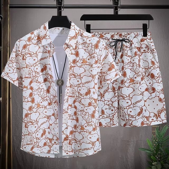 Summer 3D Digital Print Shirt and Beach Shorts for Men Cute Cartoon Character Trendy Casual Sports Set 2026 Summer 3D Digital Print Shirt and Beach Shorts for Men Cute Cartoon Character Trendy Casual Sports Set 2026
