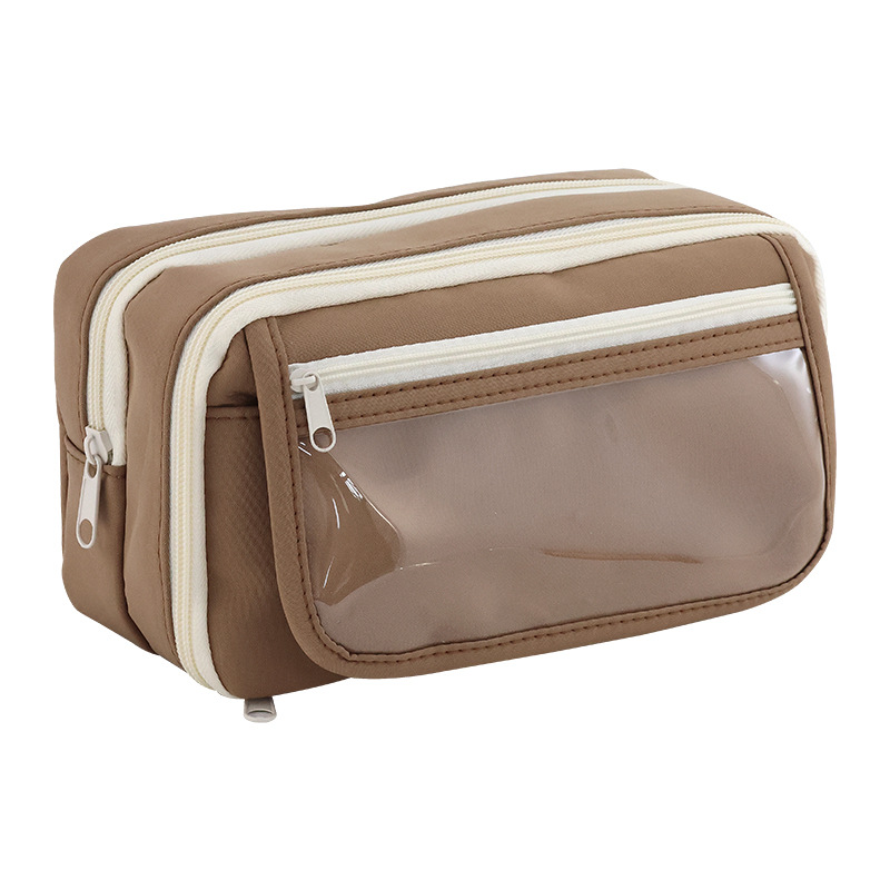 Nueva bolsa de papelería ins caja de lápices de almacenamiento de la escuela secundaria de gran capacidad versión coreana de la bolsa de lápices simple y transparente de alto valor multicapa