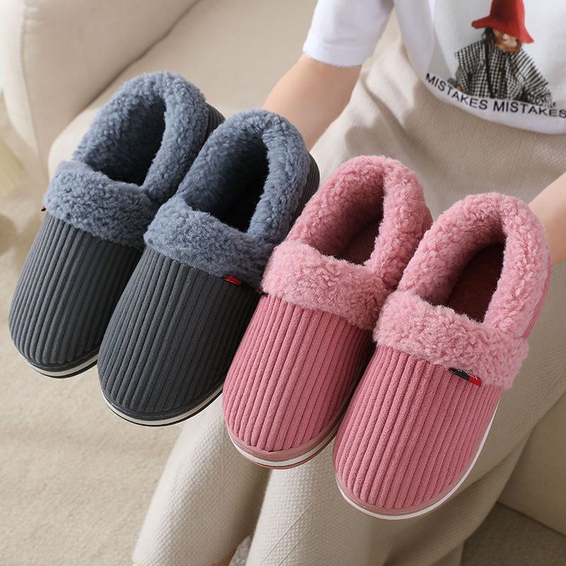 Warm Bag Heel Cotton Slippers Men's Winter Bag Heel Thick Sole Home Indoor Heel Cotton Shoes Women's