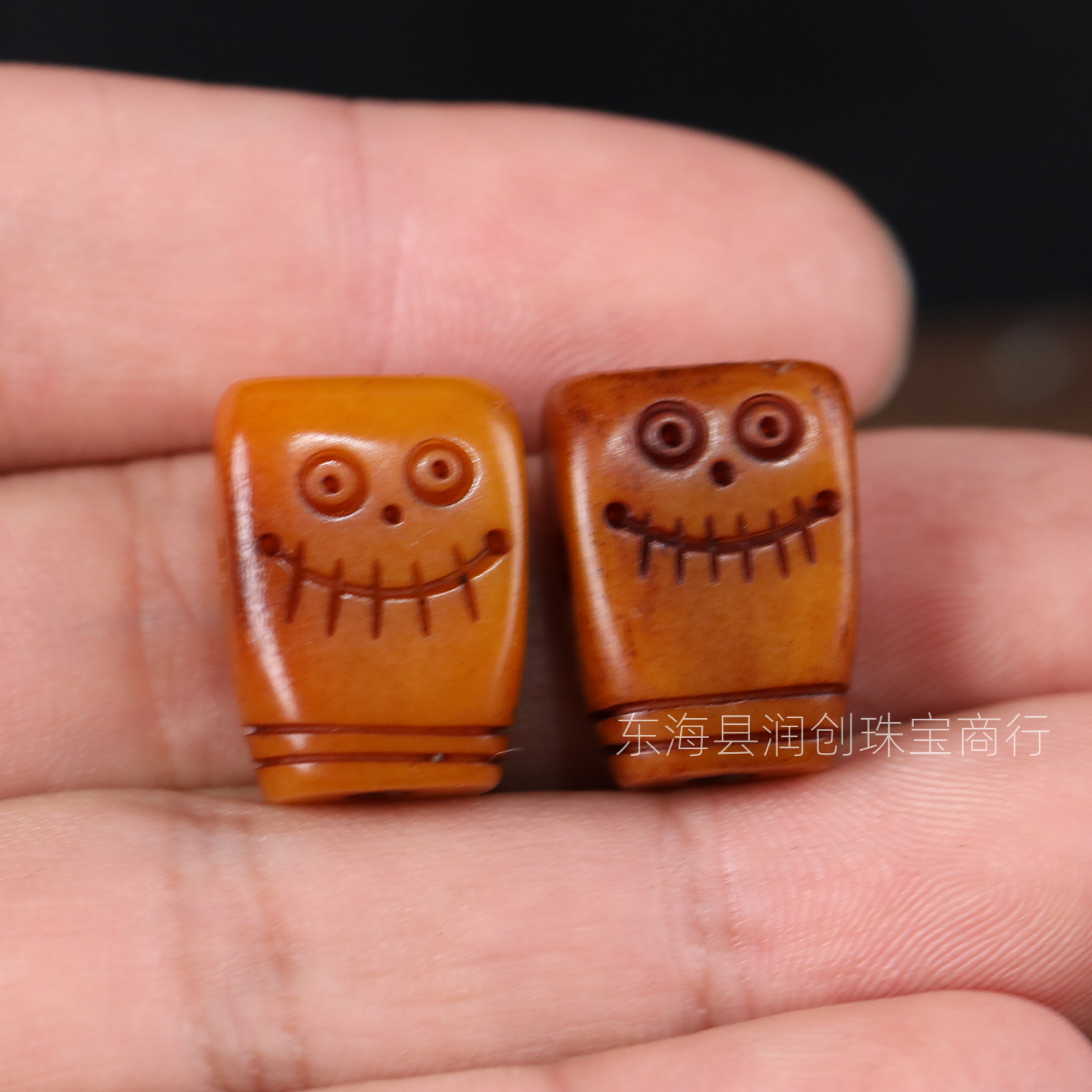 Xizang-style yak bone carved "A-Dai" six-character three-way bead DIY Buddhist bead accessories for bracelets and hand chains