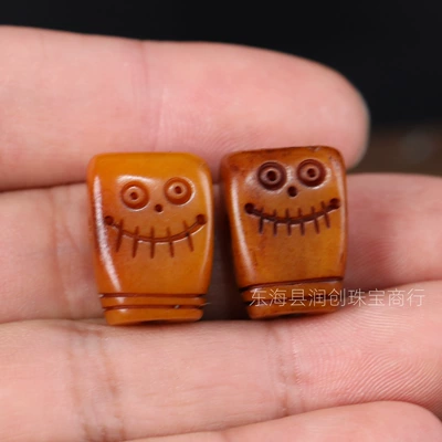 Xizang-style yak bone carved "A-Dai" six-character three-way bead DIY Buddhist bead accessories for bracelets and hand chains (Zərgərlik ara hissələri) - the-size-of-the-a-dai-model-is-approximately-2014mm