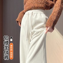 2025秋冬季新款韩版休闲阔腿裤女小个子加绒加厚高腰直筒裤A9047