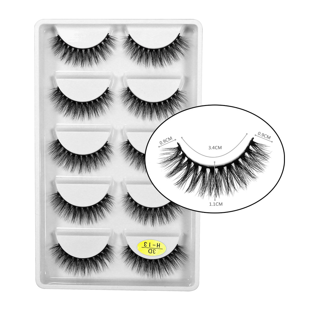 3D睫毛H系列五对装假睫毛3D跨境直供 3D eyelash 3D Lashes mink