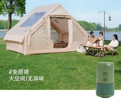Inflatable Tent Camping Tent Single – Avtomobil dam çadırları - double-door-tent-with-skylight-electric-air-pump-3-5-people