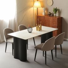 轻奢岩板餐桌家用小户型现代简约极简网红法式餐桌椅长方形