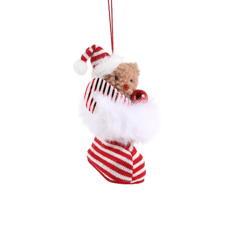 Nuevas botas blancas magenta regalo de peluche osos muñecas elf árbol de Navidad colgante decoración juguetes