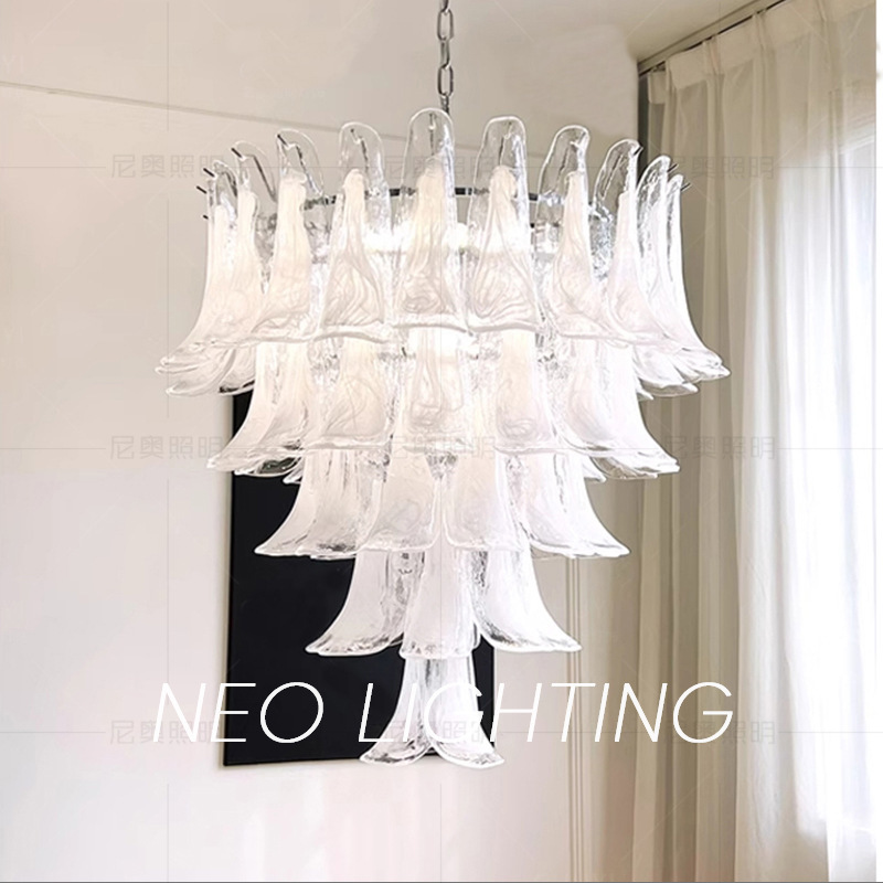 Trendy Luxury Living Room Chandelier Hall Dining Room Murano Murano Handmade Glass French Bedroom Lamp