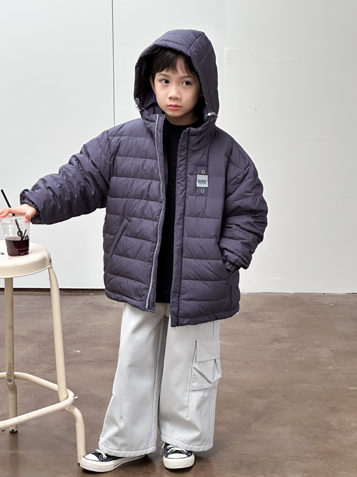 Chaqueta de plumón ligera para niños invierno abrigo 2025 nuevo otoño y invierno ropa de 90 blanco para niños ropa cálida