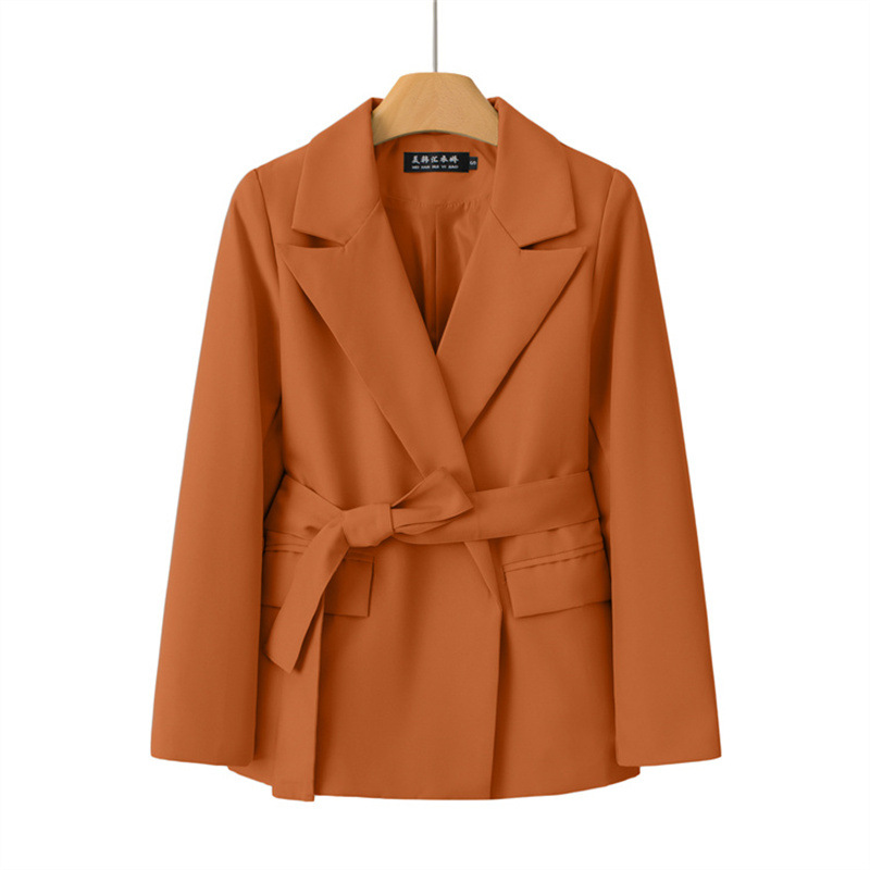 Orange Lace-Up Blazer for Women, 2026 Autumn New Design, Stylish Korean Casual Trendy Suit for Women