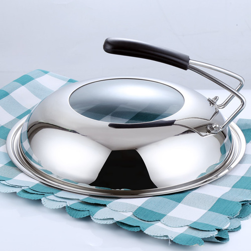 WBZ7 household visible stand-up stainless steel pot lid transparent tempered glass 32|34|36|38cm thickened and anti-scalding