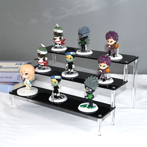 Factory Wholesale Black Acrylic Stair Step Model Handheld Display Rack Figure Peppa Pig Blind Box Jewelry Storage Rack