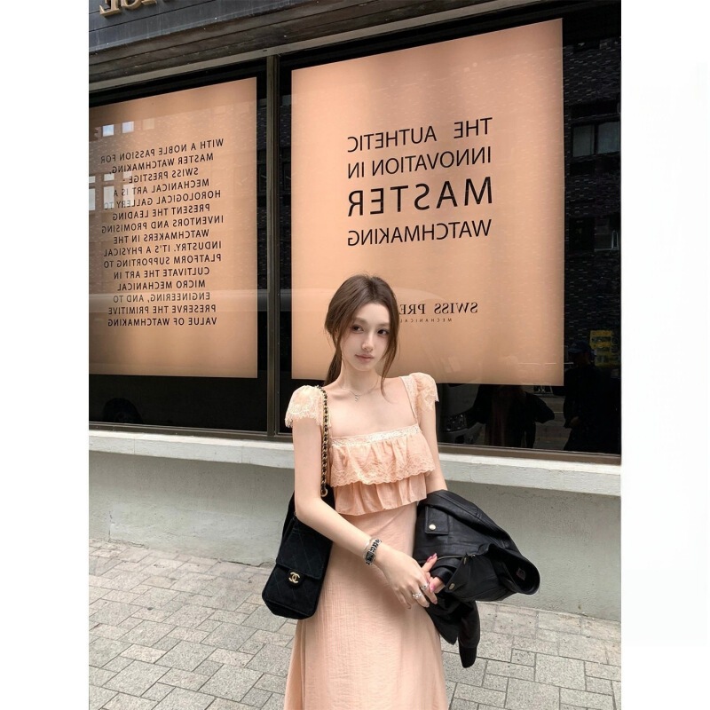 Chestnut Cocoa Bankelili Anna Sunset Long Dress with Lace Ruffles, A-Line Waist-Cinching Slimming Dress for Women Chestnut Cocoa Bankelili Anna Sunset Long Dress with Lace Ruffles, A-Line Waist-Cinching Slimming Dress for Women