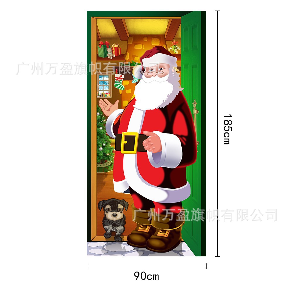 2025 nuevos productos de navidad cortina de bandera Santa Claus para ver la hoja de regalo decoración de tela colgante Bandera de bienvenida de Navidad