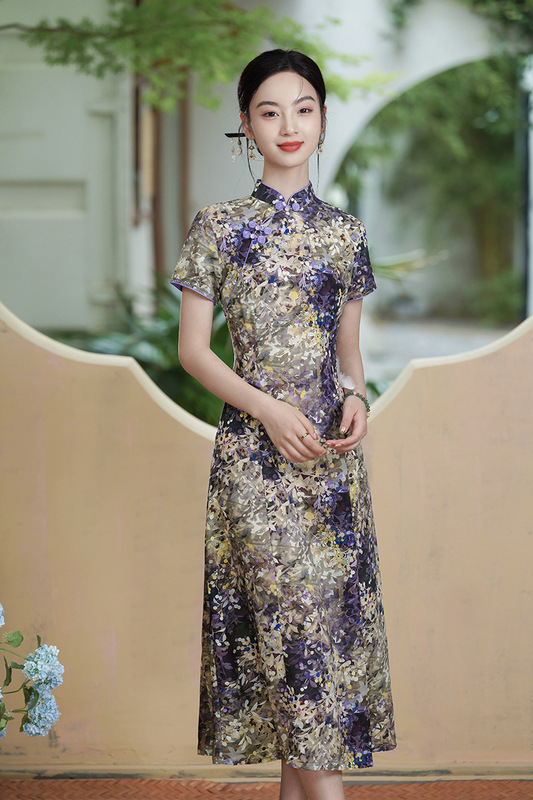 妈妈修身旗袍年轻款新款气质中国风女装民国复古改良优雅旗袍淑女|undefined