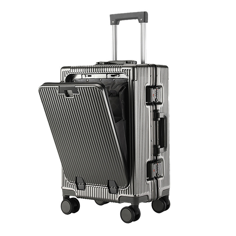Men's 22inch Multifunctional Front-Opening Suitcase with Trolley, Can Hold a Laptop, Quiet Spinner Wheels, Women's 24inch Combination Lock Suitcase 26