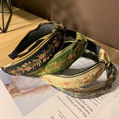 軽くて豪華な緑色のカチューシャのカチューシャの蝶結びのカチューシャの刺繍の復古的な民族風の特色のカチューシャのボヘミアンのカチューシャ