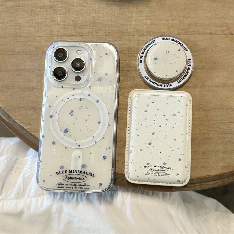 Splash-Ink Magnetic Card Holder Suitable for Samsung S26 Ultra Phone Case S25+/S24 Fe New Model S22 A57 Apple 17