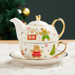 金メッキ茶器セットinsクリスマス陶磁器カップ皿アマゾンの人気特色クリスマスプレゼントはロゴを印刷できます