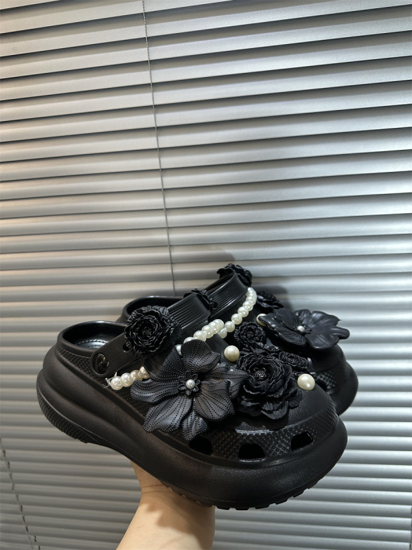 フラワー 6cm 厚底下駄スリッパ女性用 2025 年夏新入生夏のお出かけサンダル|undefined