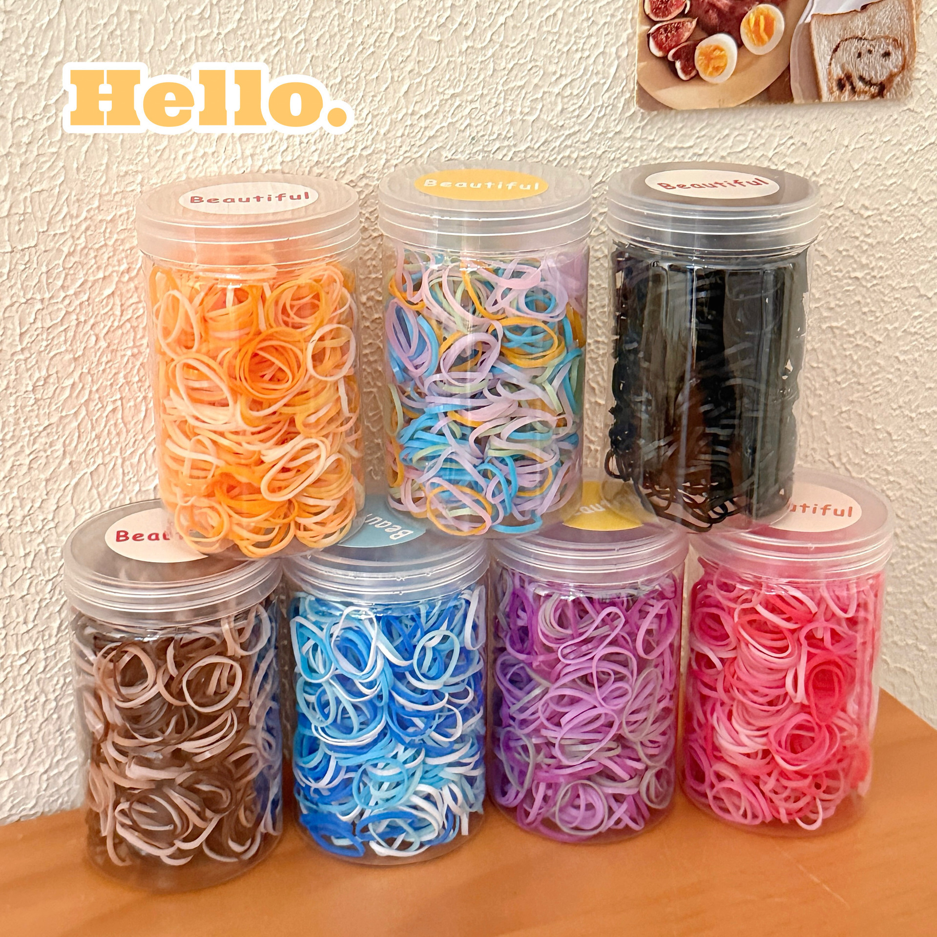 Japonés lindo color caramelo cubo banda de goma color macaron banda de goma moda bebé lazo de pelo cuerda de pelo banda de pelo