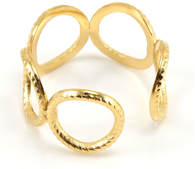 5g Weight PVD Coated Gold Plating Process Fashion Geometric Titanium Steel Plating Open Ring