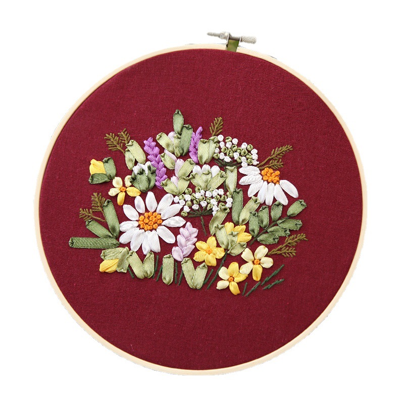 Bordado material de bricolaje Paquete de estilo europeo tridimensional hecho a mano de producción creativa adulto principiante entrada tela cinta bordado colgante pintura