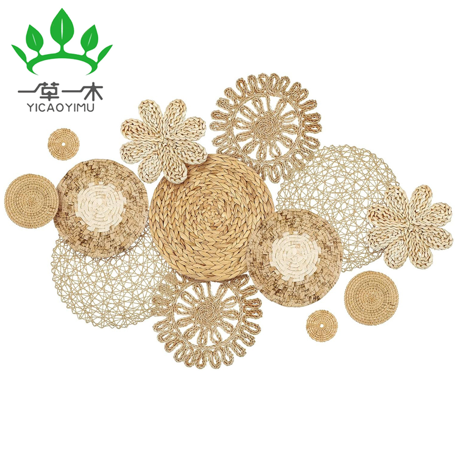 Amazon residencias de paja pared decoración de fondo pared colgante restaurante colgante decoración de estilo pastoral colgante conjunto de decoración de pared