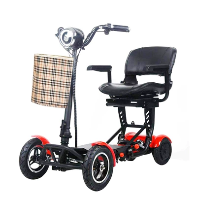 Negotiable wholesale price for HEZZO cross-border foldable electric scooter, portable mobility scooter for seniors, dual-drive, four-wheel (Qatlanan elektrik velosipedlər) - red-36v158ah