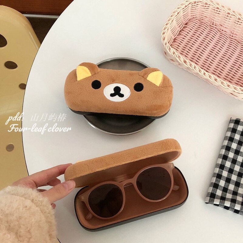 Cute Bear Glasses Case Rilakkuma Plush Student Myopia Glasses Case Personalized Sunglasses Storage Box Cartoon