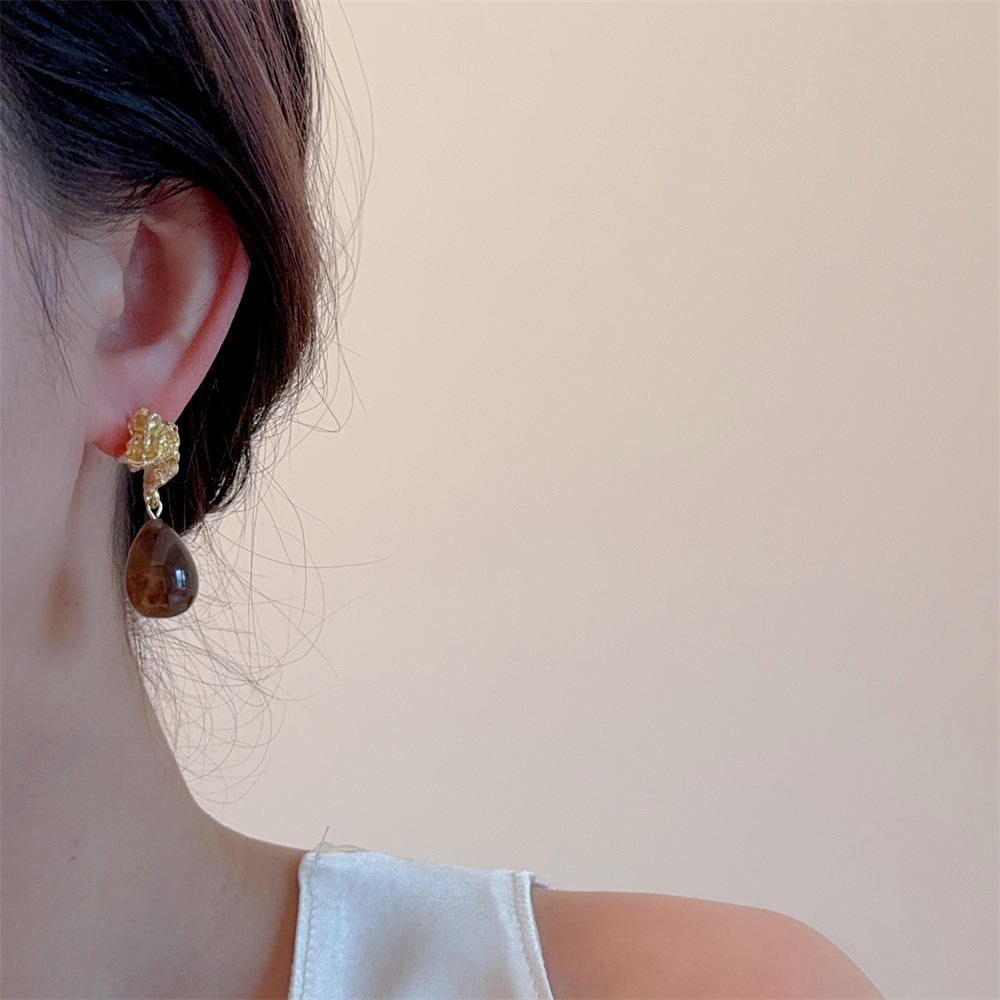 Acrylic, Resin Material 1 Pair Simple Style Water Droplets Plating Acrylic Resin Drop Earrings