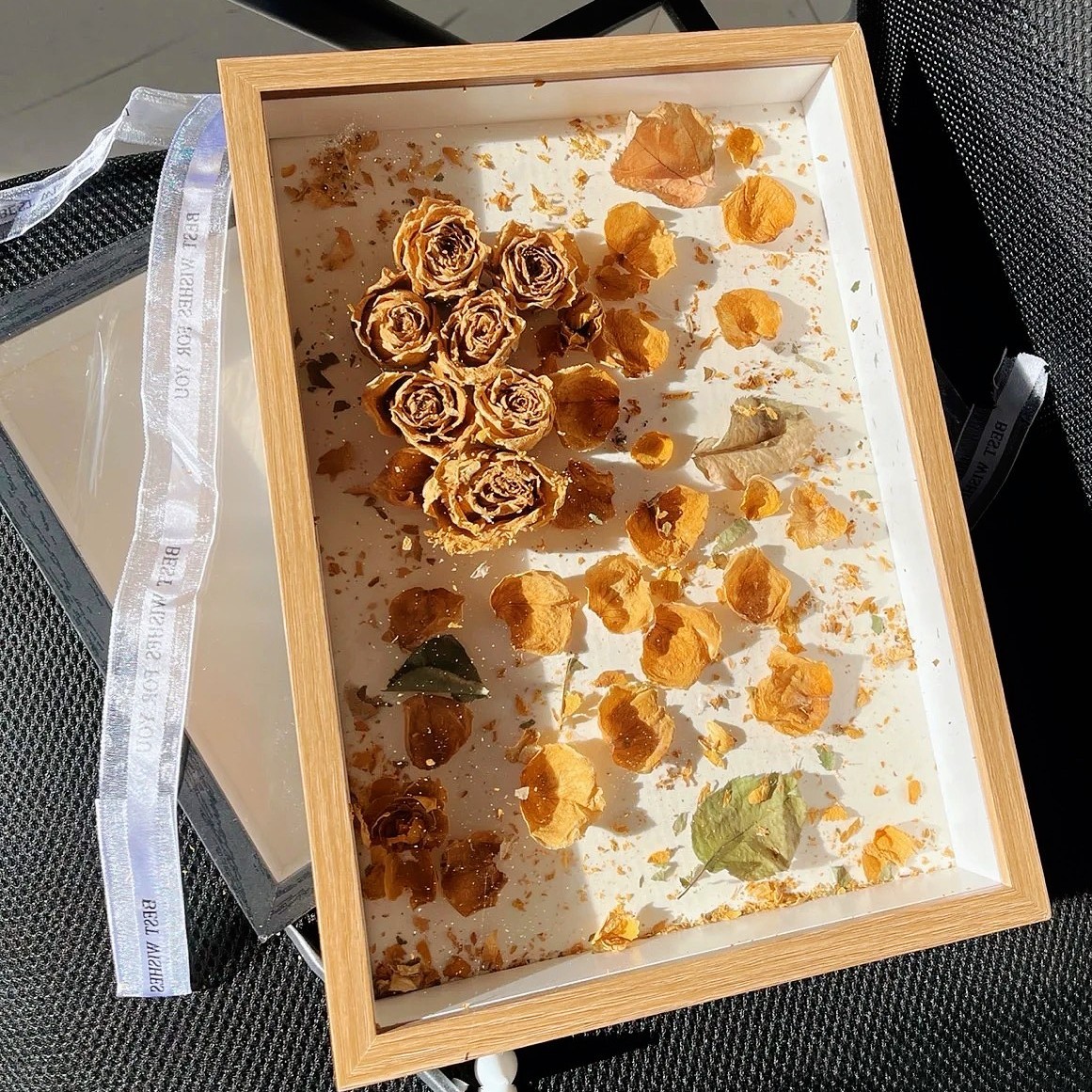 北歐中空乾花相框擺台手工diy禮物滿天星紙巾玫瑰粘土畫框批發