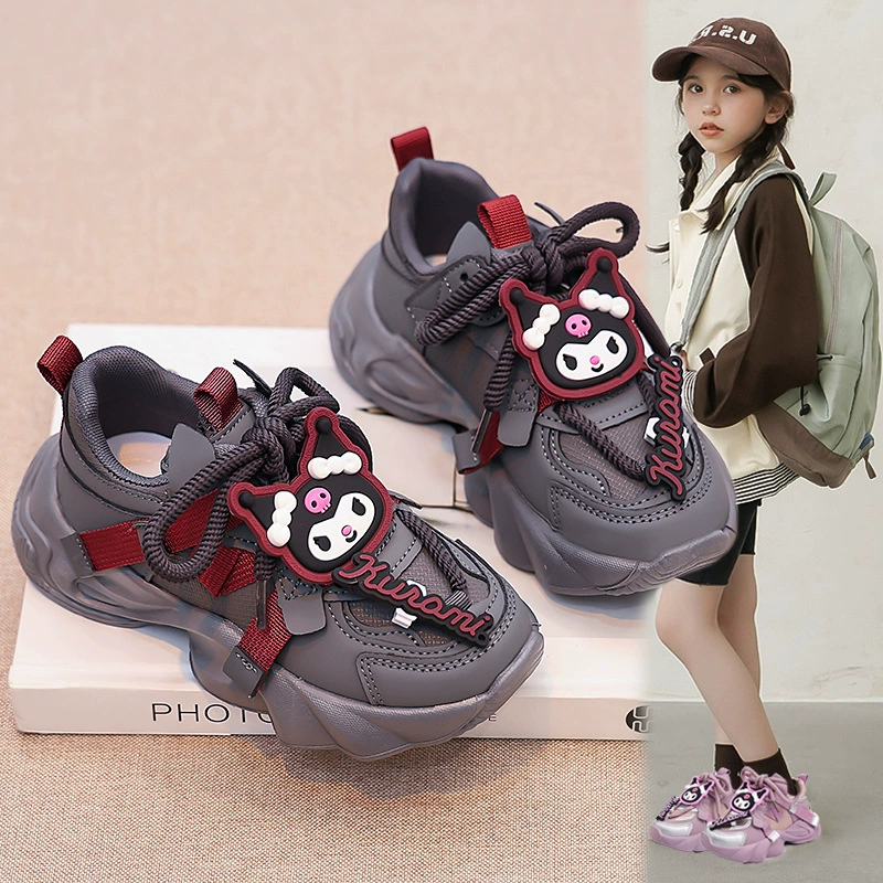 Кожаные кроссовки Kulomi Кожаные кроссовки на шнуровке 2024 осень и зима новые кроссовки для девочек с мягким дном